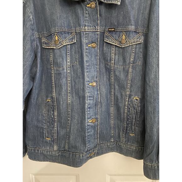 Wrangler Denim Jacket Women’s Size XXL Distressed Cowgirl Cowboy Rodeo Western - Picture 2 of 9
